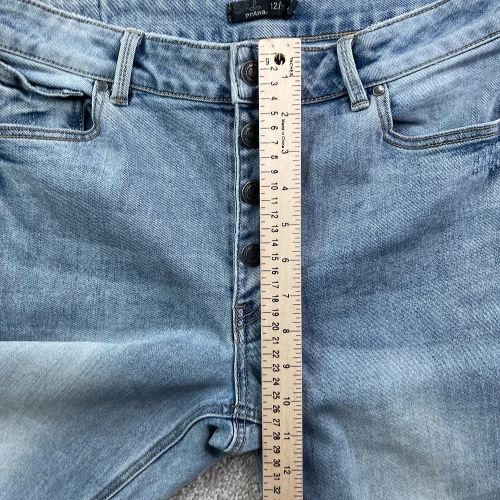 Prana Jeans Womens 12 31 Blue Gram Crop High Rise Button Fly Light Wash Denim